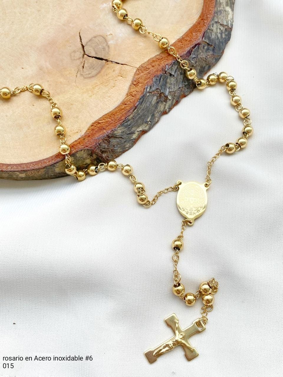 Rosario en Acero dorado