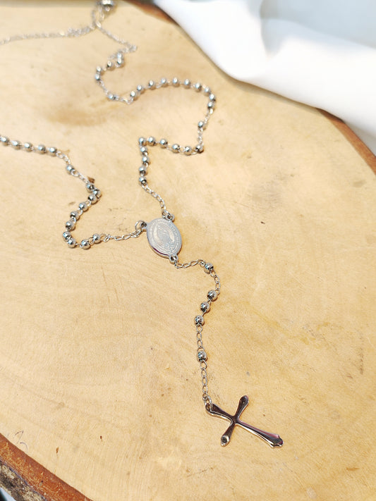 Rosario  Acero Plateado