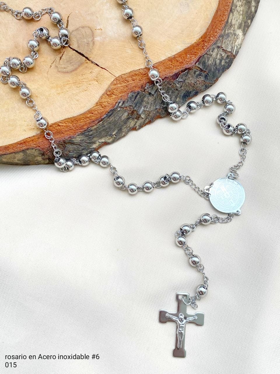 Rosario Acero Plateado